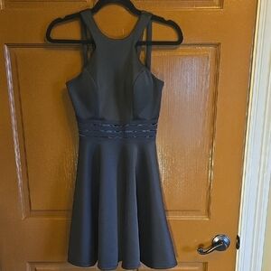 City Studios-Blk sleeveless fit n flare dress with see through waist band. Sz S